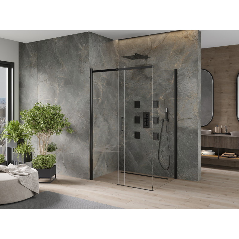 Mexen Omega cabina de duș glisantă 130 x 80 cm, transparentă, neagră - 825-130-080-70-00