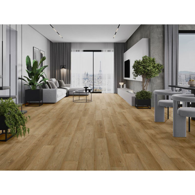 Mexen Sunset Hills mostră de panou din vinil 1240 x 182 mm SPC 6,5 mm, suport IXPE 1,5 mm, 4 V-Fuga, Stejar - F1037-S