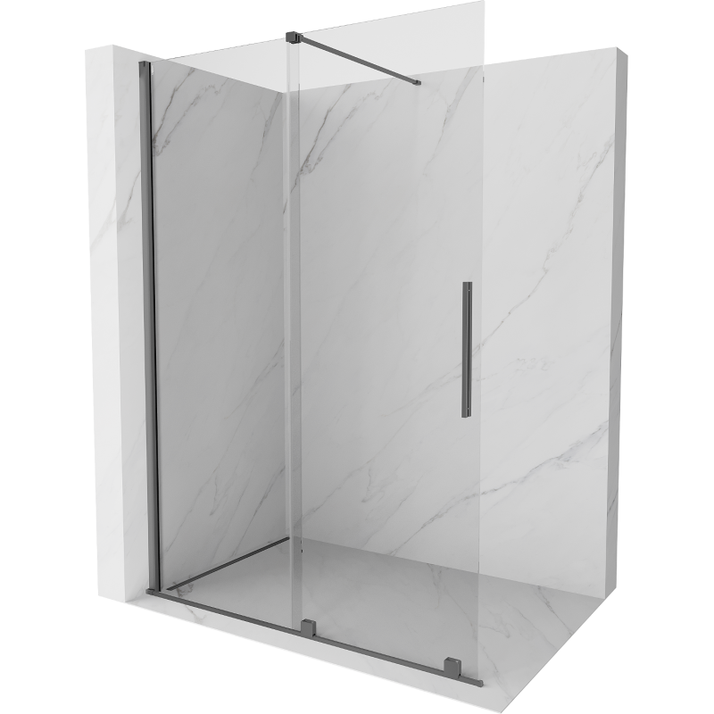 Perete de duș glisant Mexen Velar Walk-in 160 x 200 cm, transparent 8 mm, gun metal - 871-160-000-03-95