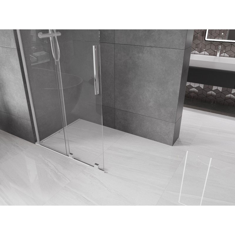Mexen Velar L perete de duș glisant Walk-in 100 x 200 cm, transparent 8 mm, crom - 871-100-003-03-01