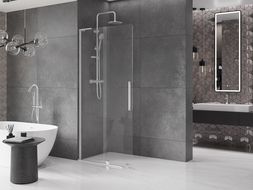 Mexen Velar L perete de duș glisant Walk-in 100 x 200 cm, transparent 8 mm, crom - 871-100-003-03-01