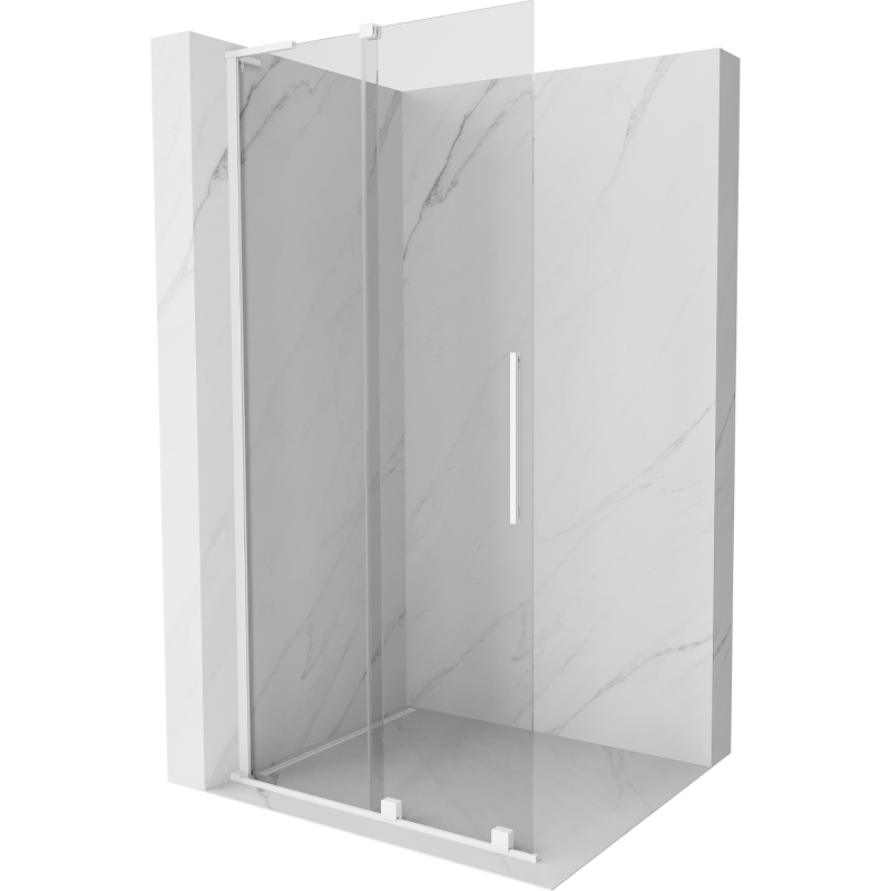 Mexen Velar L perete duș glisant Walk-in 90 x 200 cm, transparent 8 mm, alb - 871-090-003-03-20