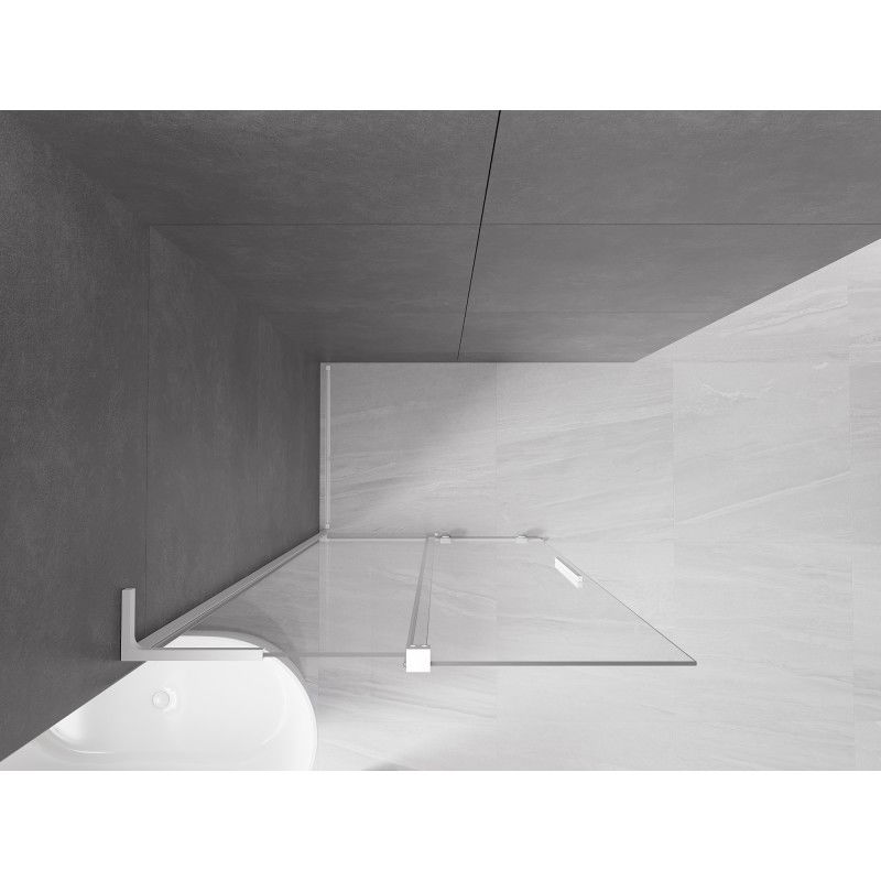 Mexen Velar L Perete de duș culisabil Walk-in 100 x 200 cm, transparent 8 mm, alb - 871-100-003-03-20