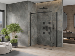 Mexen Omega toló zuhanykabin 140 x 80 cm, átlátszó, fekete - 825-140-080-70-00