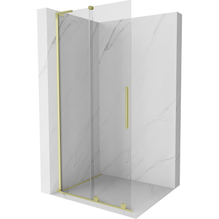 Mexen Velar L perete de duș glisant Walk-in 90 x 200 cm, transparent 8 mm, auriu periat - 871-090-003-03-55
