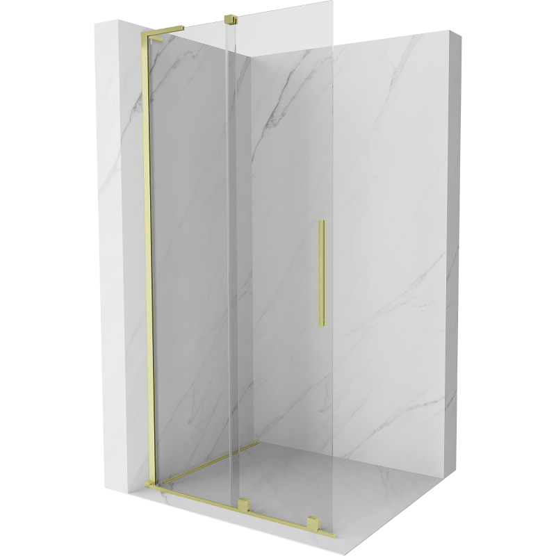 Mexen Velar L panou de duș culisant Walk-in 110 x 200 cm, transparent 8 mm, auriu periat - 871-110-003-03-55