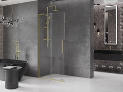Mexen Velar L zuhanyfal eltolható Walk-in 100 x 200 cm, átlátszó 8 mm, arany kefélt - 871-100-003-03-55