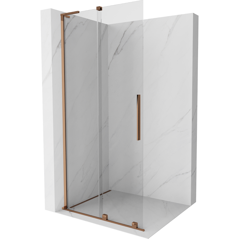 Mexen Velar L perete de duș Walk-in glisant 120 x 200 cm, transparent 8 mm, aur roz - 871-120-003-03-60