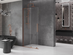 Mexen Velar L panou de duș glisant Walk-in 110 x 200 cm, transparent 8 mm, aur roz - 871-110-003-03-60