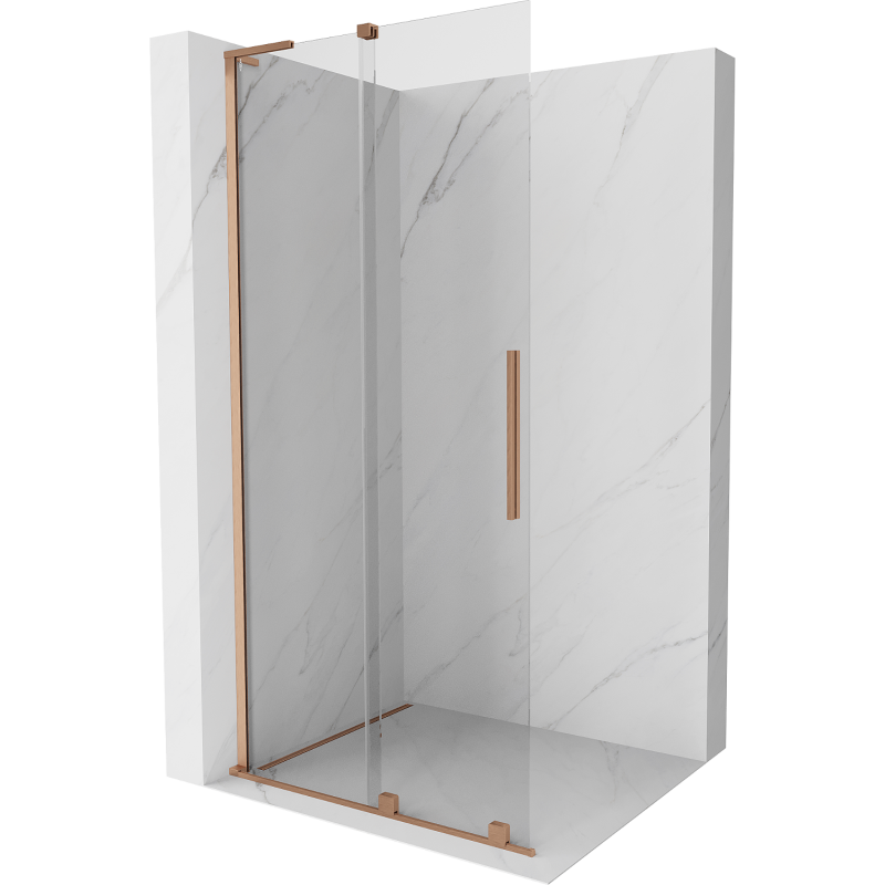 Mexen Velar L perete de duș culisant Walk-in 100 x 200 cm, transparent 8 mm, cupru periat - 871-100-003-03-65