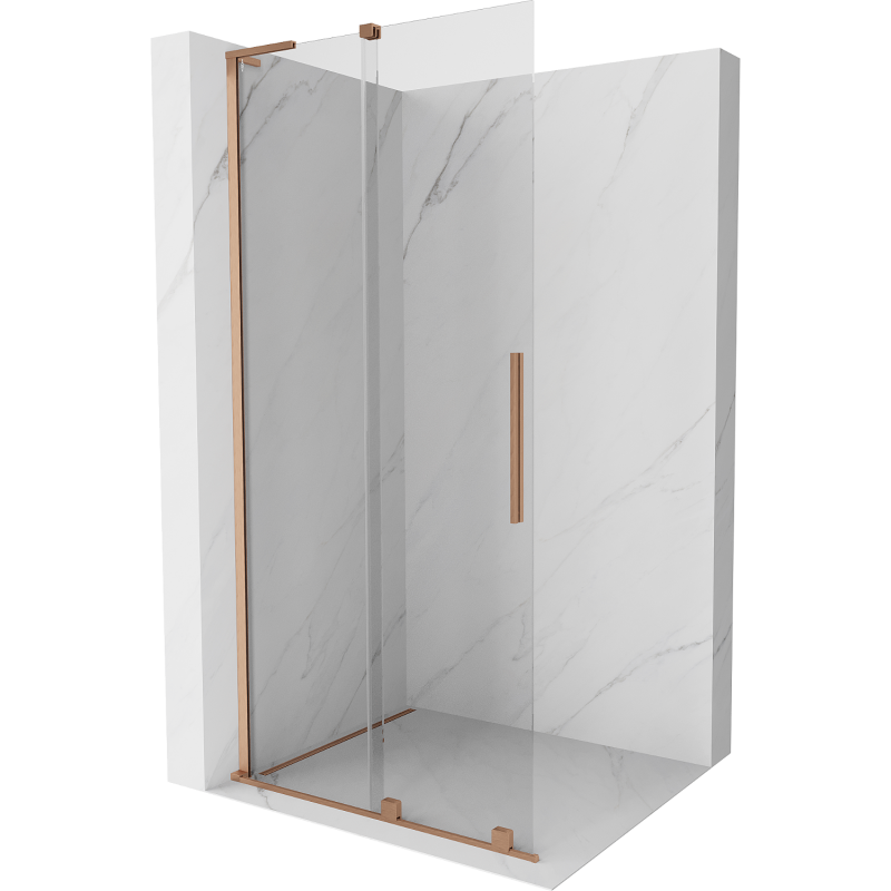 Mexen Velar L Perete de duș culisant Walk-in 120 x 200 cm, transparent 8 mm, cupru periat - 871-120-003-03-65