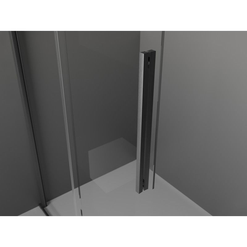 Mexen Velar L Tolóajtós zuhanyfal Walk-in 90 x 200 cm, áttetsző 8 mm, gun gray kefe - 871-090-003-03-66