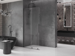 Mexen Velar L panou de duș glisant Walk-in 120 x 200 cm, transparent 8 mm, gri pistolar periat - 871-120-003-03-66