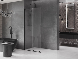 Mexen Velar L panou duș culisant Walk-in 120 x 200 cm, transparent 8 mm, negru - 871-120-003-03-70