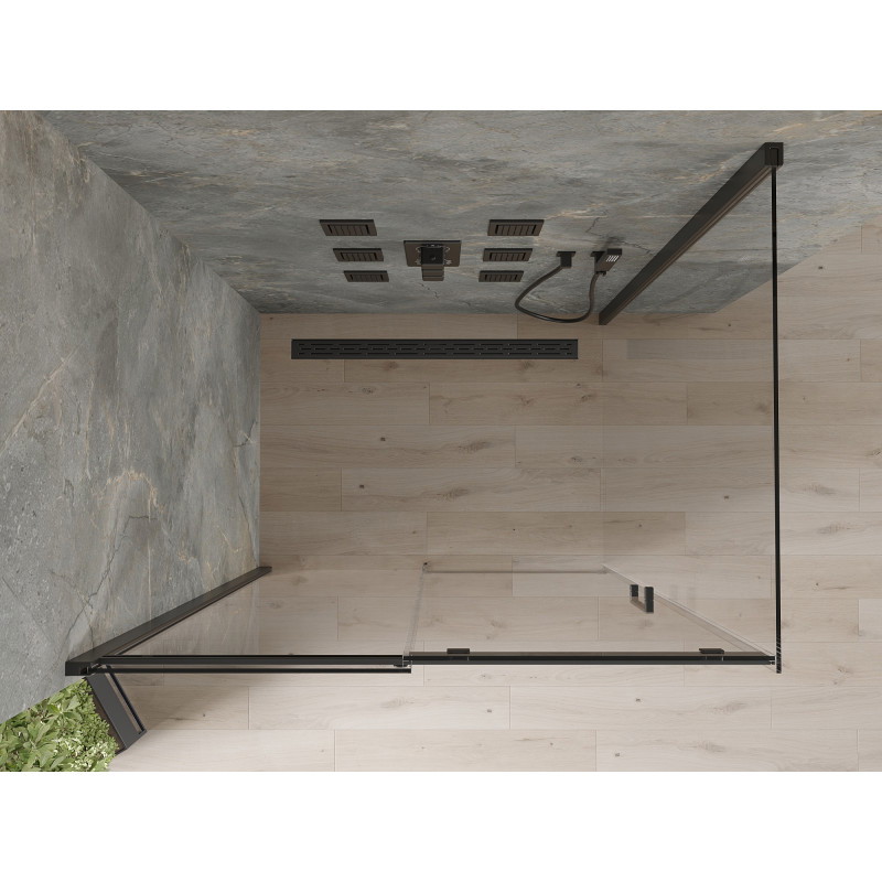 Mexen Omega csúsztatható zuhanykabin 150 x 90 cm, átlátszó, fekete - 825-150-090-70-00