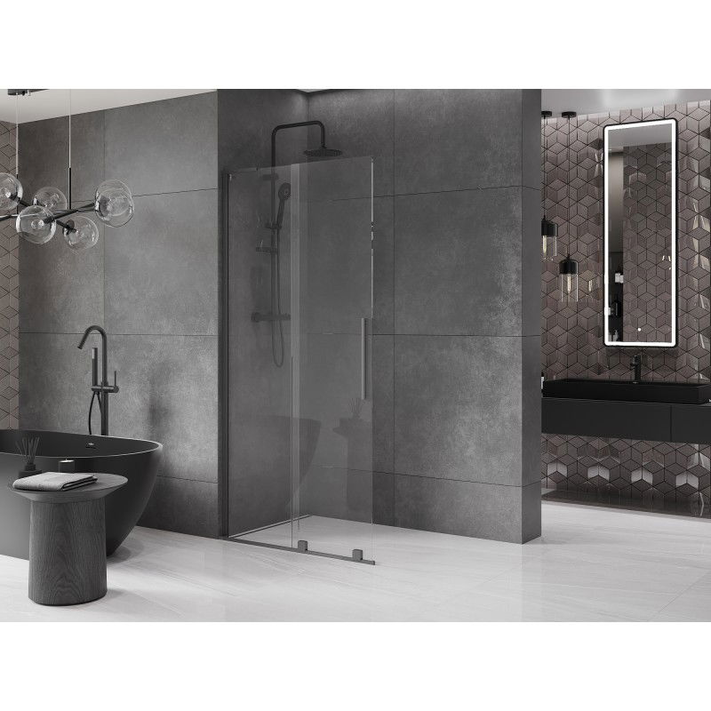 Mexen Velar L Panou de duș glisant Walk-in 110 x 200 cm, transparent 8 mm, gun metal - 871-110-003-03-95