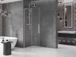 Mexen Velar L zuhanyfal toló Walk-in 100 x 200 cm, átlátszó 8 mm, szálcsiszolt nikkel - 871-100-003-03-97