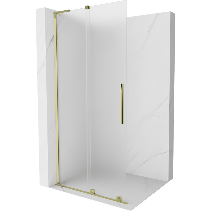 Mexen Velar L perete de duș glisant Walk-in 120 x 200 cm, înghețat 8 mm, auriu - 871-120-003-33-50