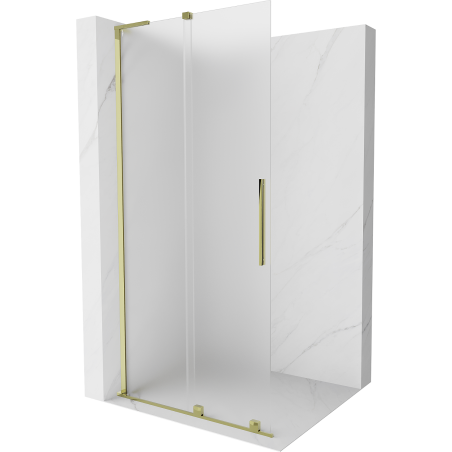 Mexen Velar L perete de duș glisant Walk-in 120 x 200 cm, înghețat 8 mm, auriu - 871-120-003-33-50