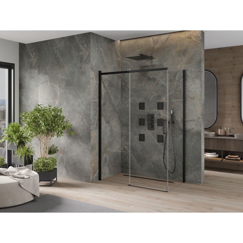 Mexen Omega tolóajtós zuhanykabin 160 x 80 cm, átlátszó, fekete - 825-160-080-70-00