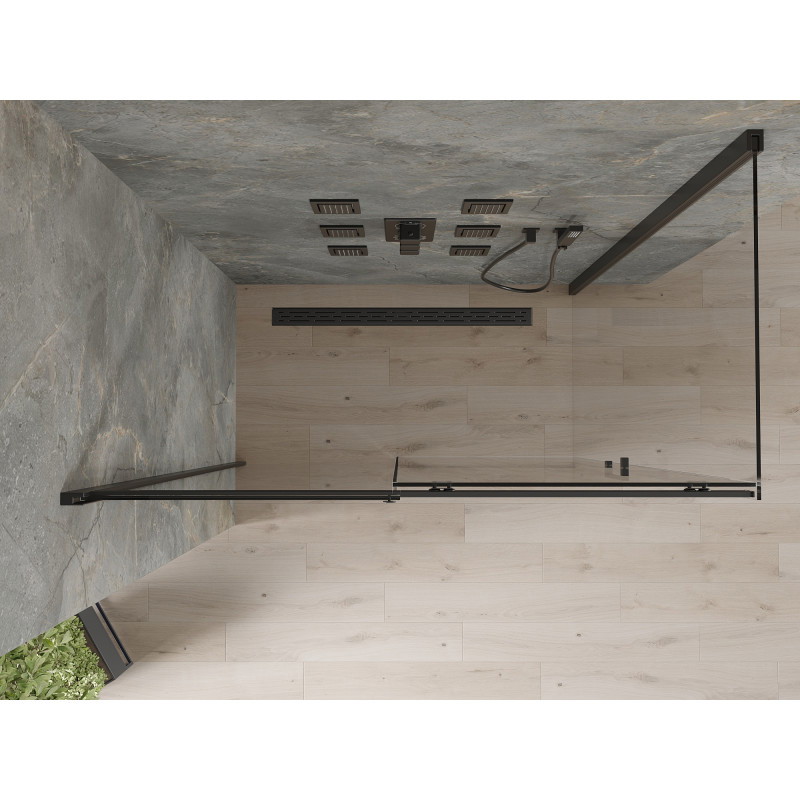 Mexen Omega 160 x 80 cm-es toló zuhanykabin, átlátszó, fekete - 825-160-080-70-00