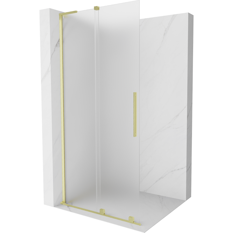 Mexen Velar L perete de duș glisant Walk-in 90 x 200 cm, mat 8 mm, auriu periat - 871-090-003-33-55