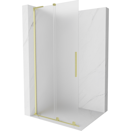 Mexen Velar L perete duș glisant Walk-in 120 x 200 cm, mat 8 mm, auriu periat - 871-120-003-33-55