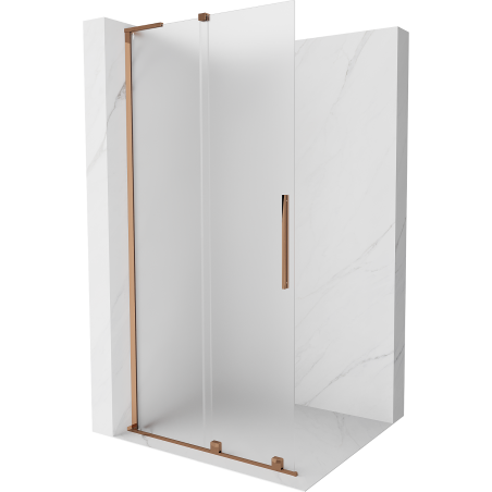 Mexen Velar L perete de duș culisant Walk-in 100 x 200 cm, înghețat 8 mm, aur roz - 871-100-003-33-60