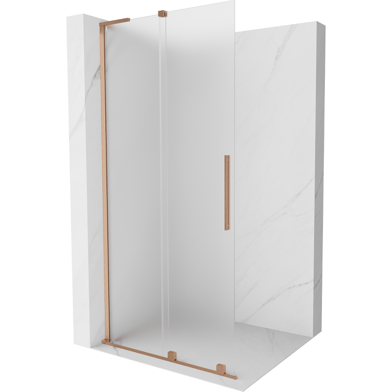 Mexen Velar L perete de duș glisant Walk-in 100 x 200 cm, geam mat 8 mm, cupru periat - 871-100-003-33-65