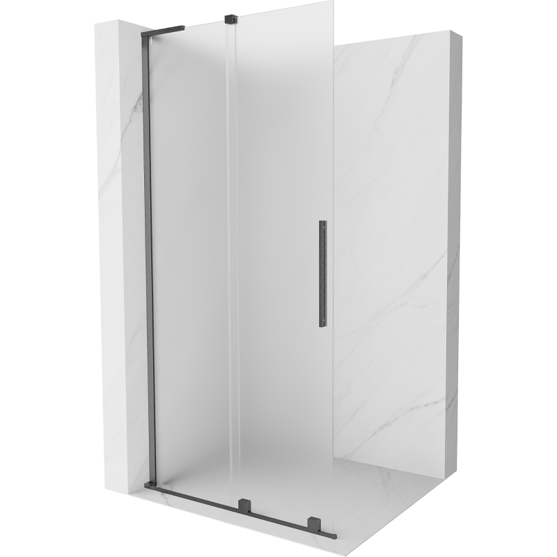 Mexen Velar L perete de duș glisant Walk-in 120 x 200 cm, înghețat 8 mm, gri armat periat - 871-120-003-33-66