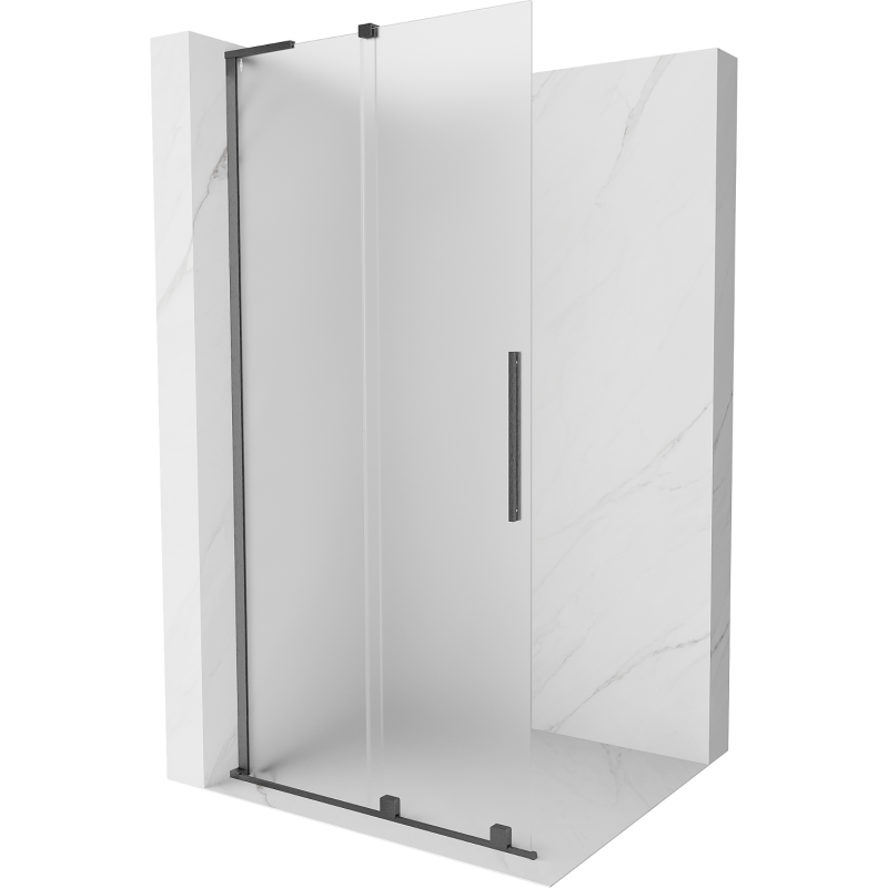 Mexen Velar L panou de duș glisant Walk-in 90 x 200 cm, înghețat 8 mm, gri armat periat - 871-090-003-33-66