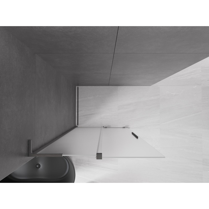 Mexen Velar L Walk-in 100 x 200 cm-es tolóajtós zuhanyfal, 8 mm-es fagy, gun gray kefe - 871-100-003-33-66