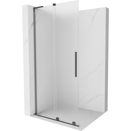 Mexen Velar L perete de duș glisant Walk-in 110 x 200 cm, geam de sticlă mată 8 mm, gri armat periat - 871-110-003-33-66