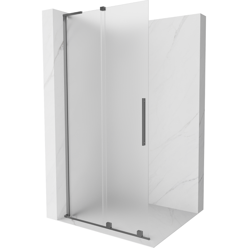 Mexen Velar L tolható Walk-in zuhanyfal 90 x 200 cm, deres 8 mm, gun metal - 871-090-003-33-95