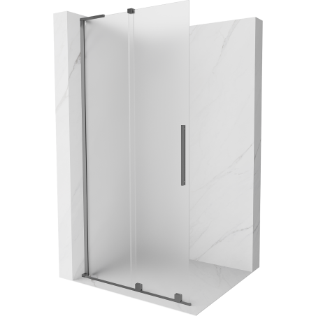 Mexen Velar L tolható Walk-in zuhanyfal 90 x 200 cm, deres 8 mm, gun metal - 871-090-003-33-95