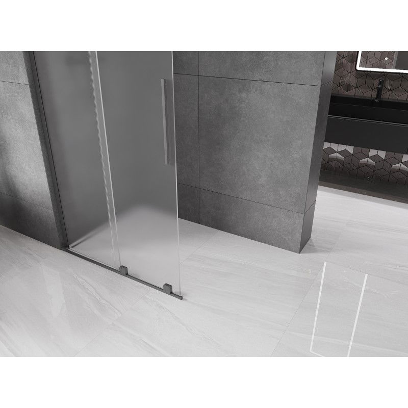Mexen Velar L tolható Walk-in zuhanyfal 90 x 200 cm, deres 8 mm, gun metal - 871-090-003-33-95