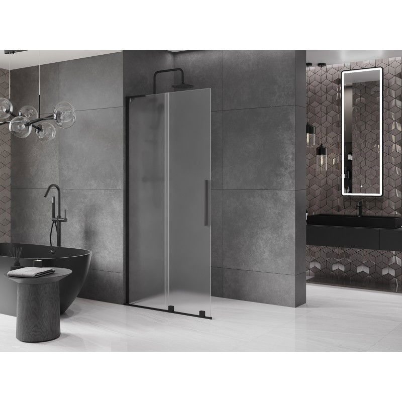 Mexen Velar L toló zuhanyfal Walk-in 90 x 200 cm, homályos 8 mm, fekete - 871-090-003-33-70
