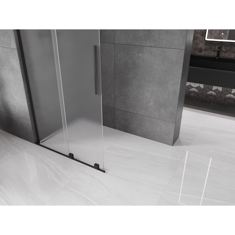 Mexen Velar L tolóajtós Walk-in zuhanyfal 100 x 200 cm, matt 8 mm, fekete - 871-100-003-33-70