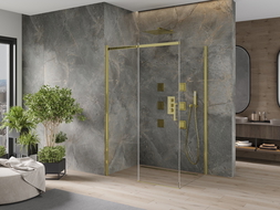 Mexen Omega cabină de duș extensibilă 100 x 80 cm, transparent, Aurie - 825-100-080-50-00