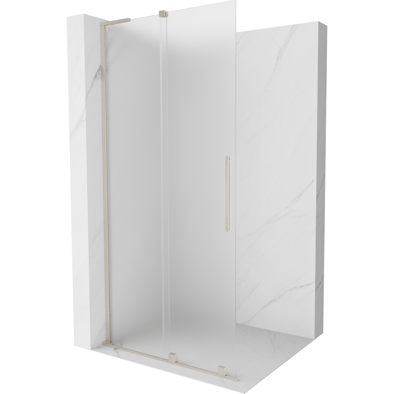 Mexen Velar L perete de duș glisant Walk-in 120 x 200 cm, înghețat 8 mm, nichel periat - 871-120-003-33-97