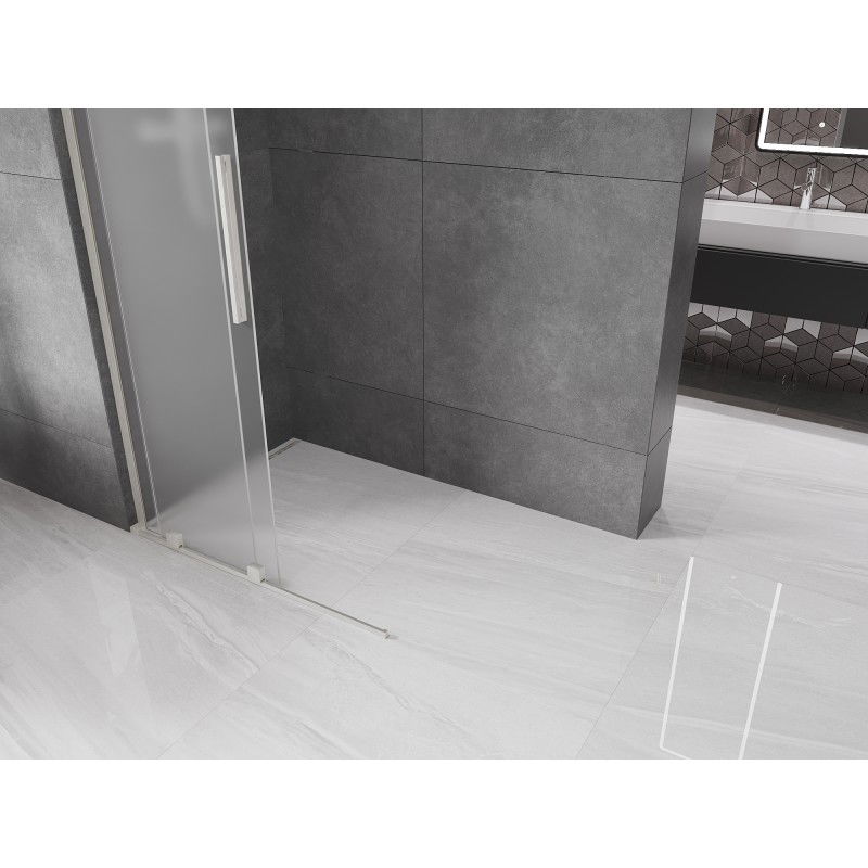 Mexen Velar L toló zuhanyfal Walk-in 120 x 200 cm, 8 mm-es zúzmarás, kefélt nikkel - 871-120-003-33-97