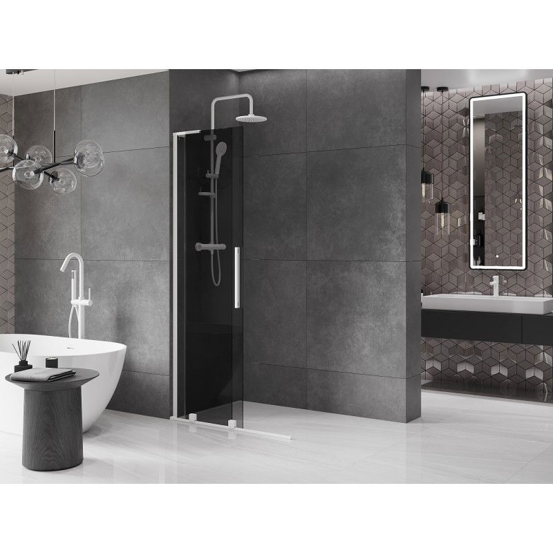 Mexen Velar L toló zuhanyfal Walk-in 90 x 200 cm, grafit 8 mm, fehér - 871-090-003-43-20