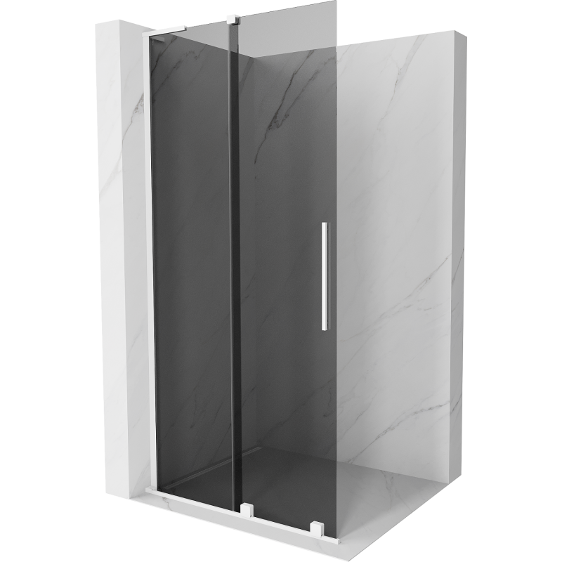 Mexen Velar L perete de duș extensibil Walk-in 120 x 200 cm, grafit 8 mm, alb - 871-120-003-43-20