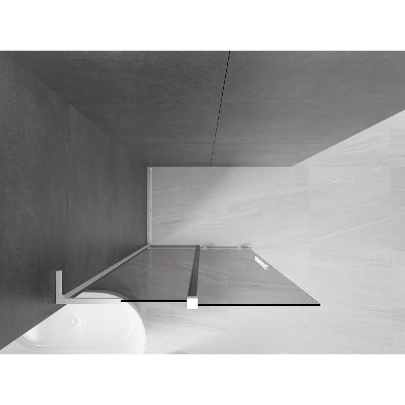 Mexen Velar L perete de duș glisant Walk-in 90 x 200 cm, grafit 8 mm, alb - 871-090-003-43-20