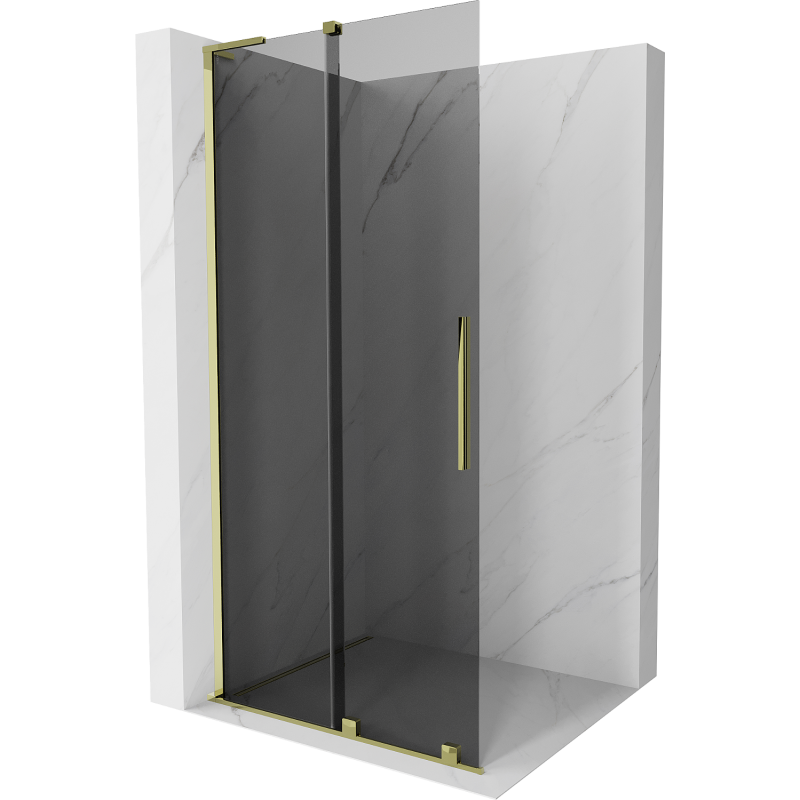 Mexen Velar L zuhanyfal tolóajtóval Walk-in 100 x 200 cm, grafit 8 mm, arany - 871-100-003-43-50