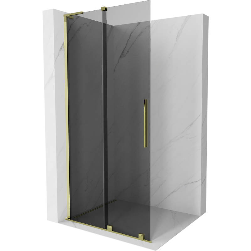 Mexen Velar L perete de duș culisant Walk-in 120 x 200 cm, grafit 8 mm, auriu - 871-120-003-43-50
