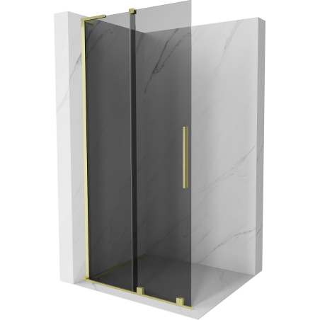 Mexen Velar L perete duș glisant Walk-in 110 x 200 cm, grafit 8 mm, auriu periat - 871-110-003-43-55