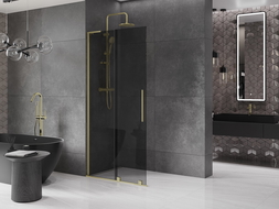 Panou duș glisant Mexen Velar L Walk-in 100 x 200 cm, grafit 8 mm, auriu periat - 871-100-003-43-55