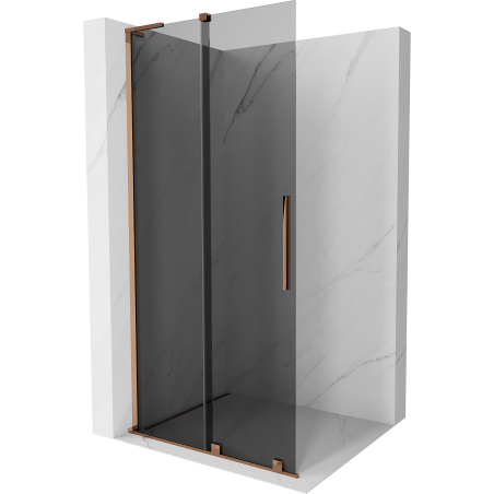 Mexen Velar L perete de duș glisant Walk-in 90 x 200 cm, grafit 8 mm, aur roz - 871-090-003-43-60