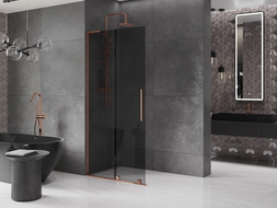 Mexen Velar L perete de duș culisant Walk-in 100 x 200 cm, grafit 8 mm, aur roz - 871-100-003-43-60